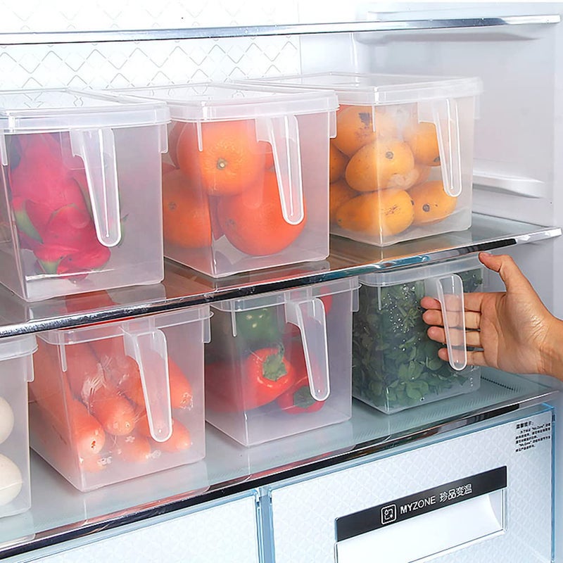 Sooyee Fridge Organizer,4 Pack Refrigerator Organizer Bins,Fridge Organizers and Storage Clear with Handle & Lid,Fruit Containers for Fridge,Fridge Storage To Keep Fresh for Food, Vegetables,5L - Image 2